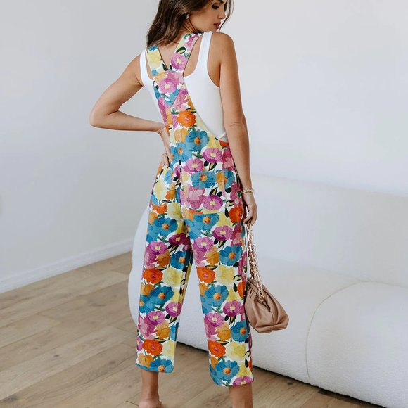 NEW-FLORAL OASIS COTTON JUMPSUIT - Picture 5 of 7